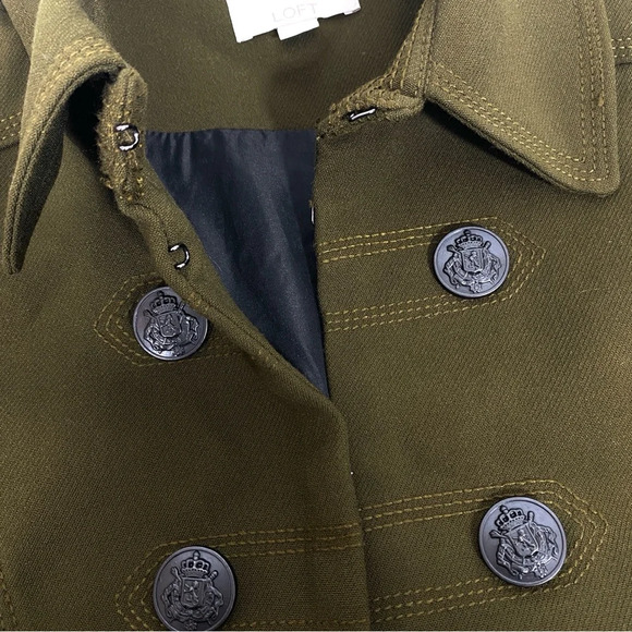 Loft Women Military Nautical Blazer Jacket Olive Green Size 12 Career Casual - Picture 7 of 11